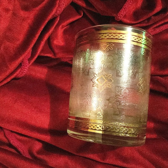 RARE Cera 60’s old fashioned glasses set of 8 22k gold paint mid century barware - Picture 2 of 3